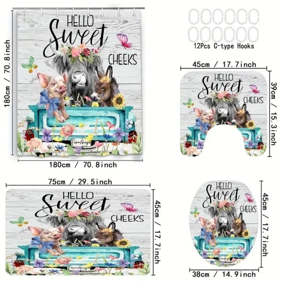 4pc Hello Sweet Cheeks Bathroom Set NWT